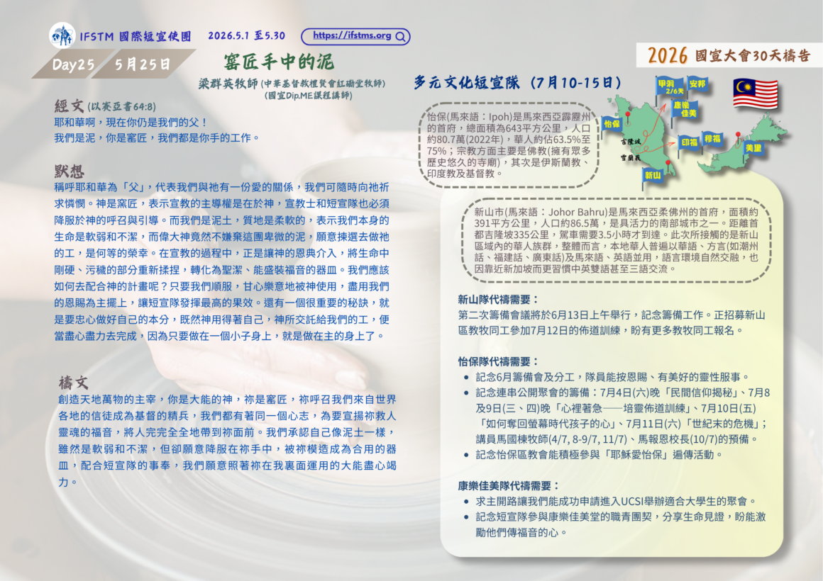 2026國宣大會30天禱告Day25